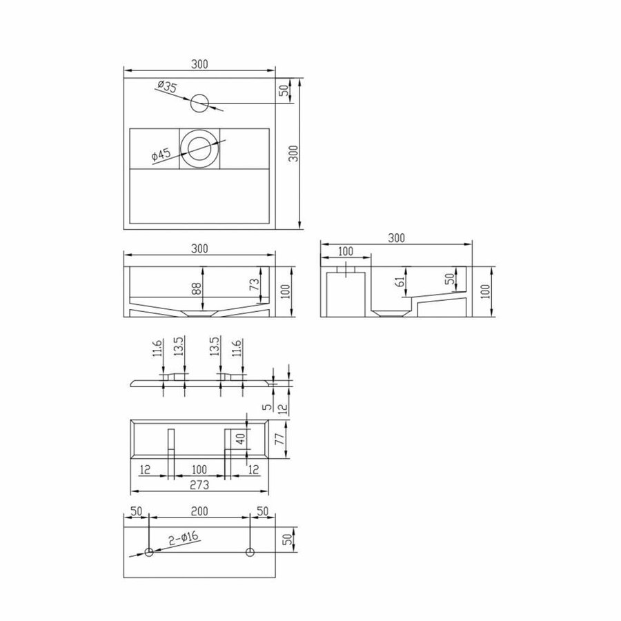 Fontein Ideavit Solidcube 30x30x10 cm Solid Surface Mat Wit