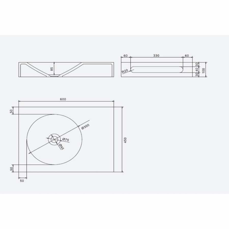 Wastafel Ideavit Solidnext 60x45x10 cm Inclusief Handdoekhouder Solid Surface Mat Wit