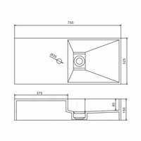 Wastafel Ideavit Solidplan 75x32,5x15 cm Solid Surface Mat Wit