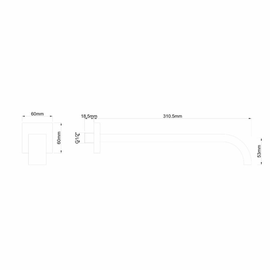 Inbouwuitloop Wiesbaden Vierkant 31,05 cm Mat Zwart