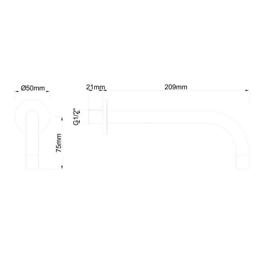 Wastafelkraan Wiesbaden 18mm SLIM Uitloop Rond 20,9 cm Mat Zwart