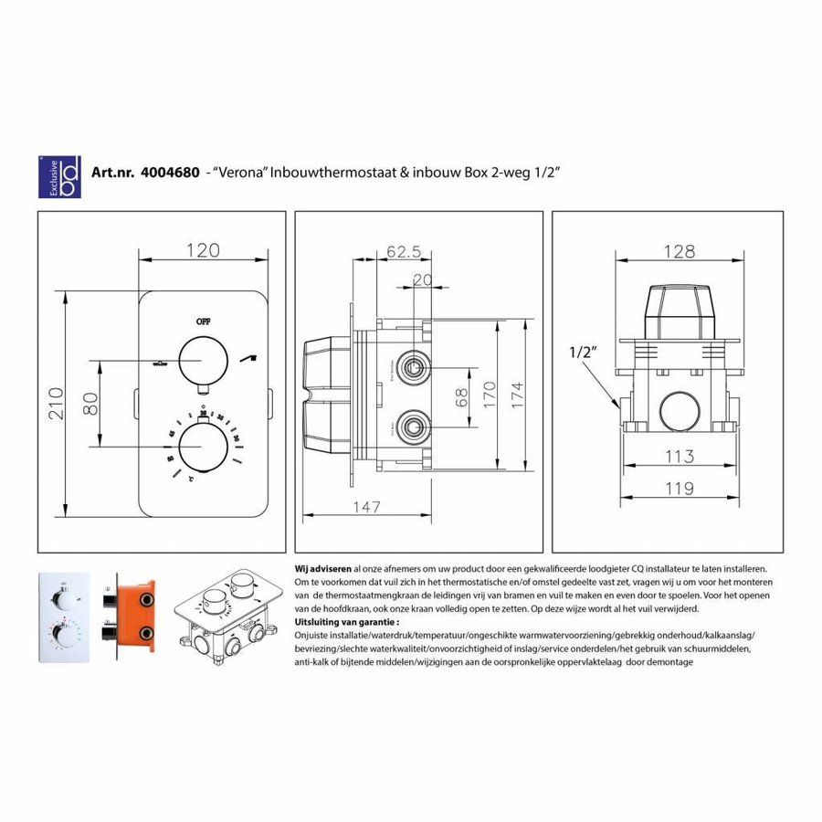 Regendoucheset Best Design Verona M200 Inbouw Met Inbouwbox Chroom