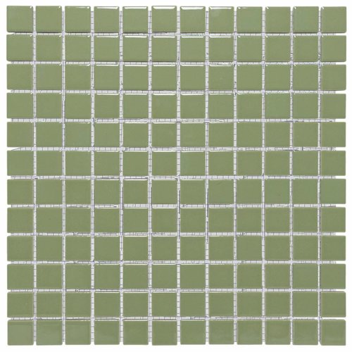 Mozaïek Barcelona 30x30cm Geglazuurd Porselein Glanzend Olijf Groen (Prijs Per m2) 