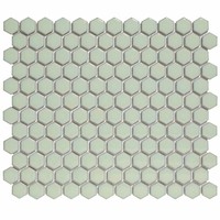 Mozaïek Barcelona 26x30 cm Geglazuurd Porselein Hexagon Glanzend Licht Groen (Prijs Per m2)