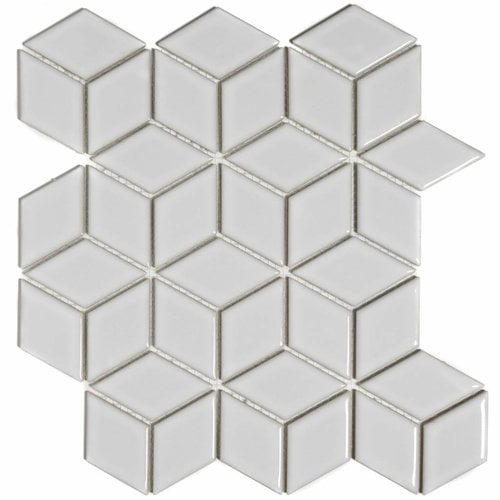 Mozaïektegel The Mosaic Factory Paris Cubic 48x81 mm Glanzend Porselein Wit (prijs per m2) 
