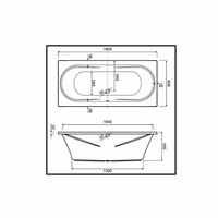 Inbouw Duo Ligbad Wisa New Toscana 180x80x50 cm Wit