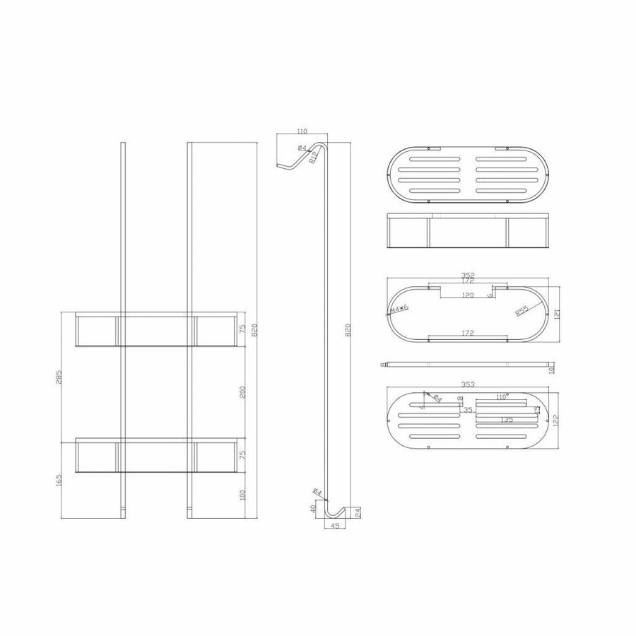 Douche Ophangrek Wiesbaden Style 80 cm Mat Zwart