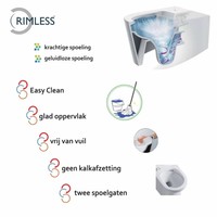 UP320 Toiletset 49 Wiesbaden Vesta Rimless Mat Zwart Met Mat Zwarte Drukplaat