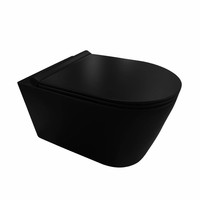 Toiletpot Civita Black Keramiek 50x35cm Rimless Mat Zwart (Incl. zitting)