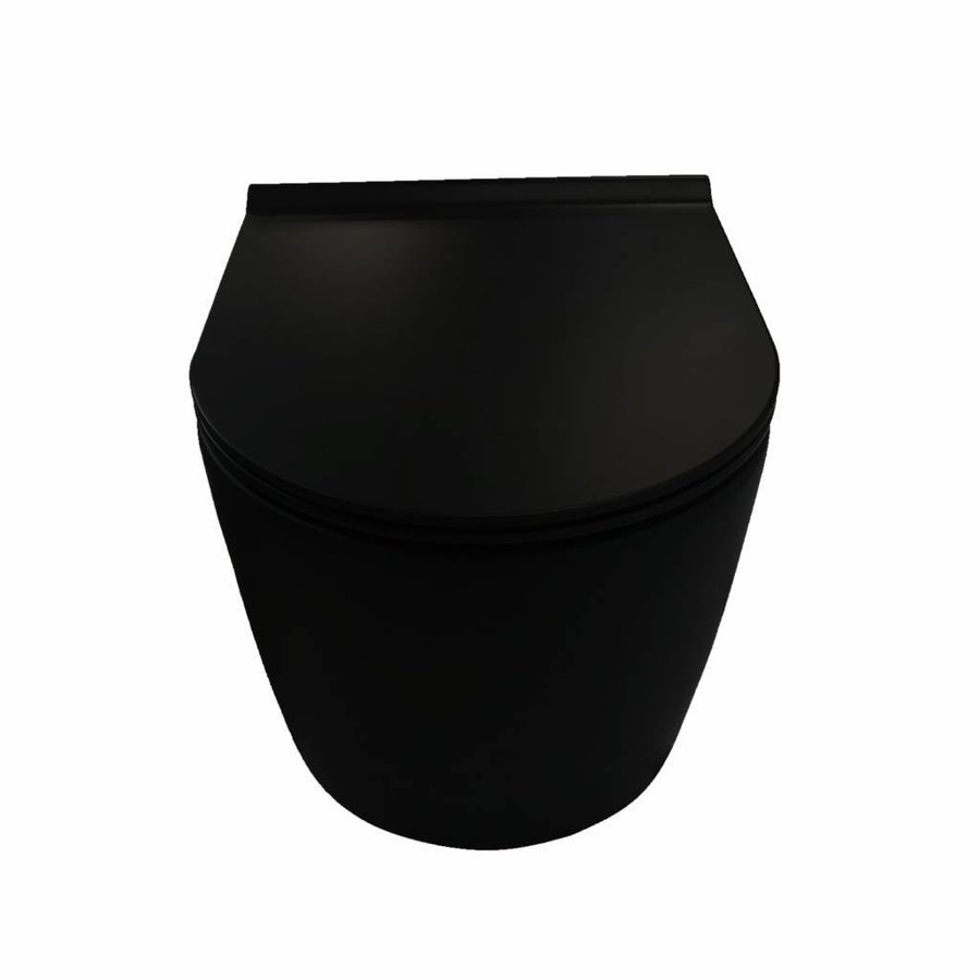 UP100 Toiletset 35 Civita Black Rimless Mat Zwart Met bril En Drukplaat