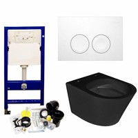 UP100 Toiletset 49 Wiesbaden Vesta Rimless MAT zwart Met bril en Drukplaat