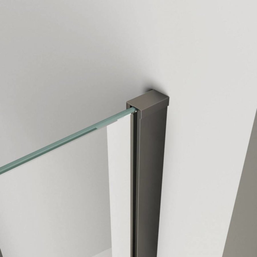 Safetyglass Inloopdouche Verticale Stang 10mm Nano Coating Mat Zwart (ALLE MATEN)