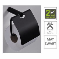 AQS Toiletrolhouder Mia Met Klep Mat Zwart