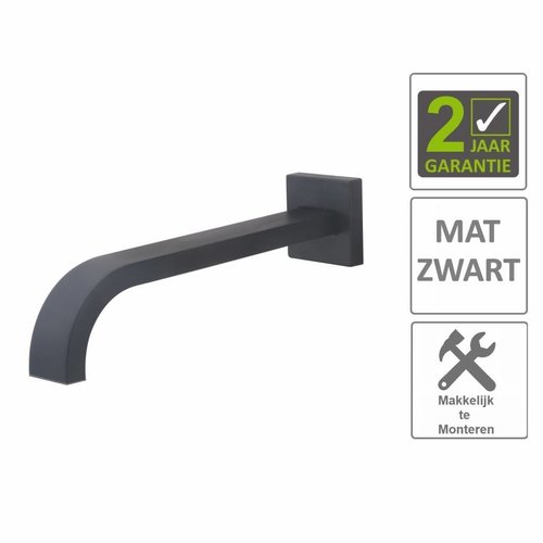 AQS Inbouwuitloop Vierkant 26cm 1/2" Mat Zwart 