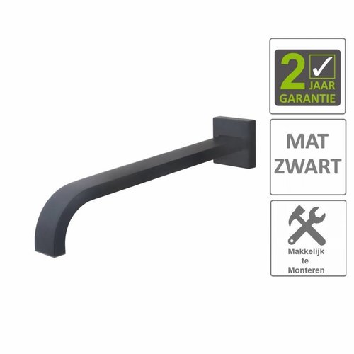 AQS Inbouwuitloop Vierkant 31cm 1/2" Mat Zwart 