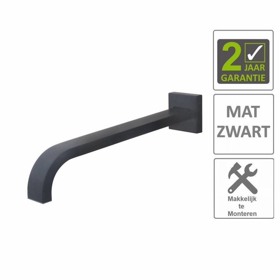 AQS Inbouwuitloop Vierkant 31cm 1/2" Mat Zwart