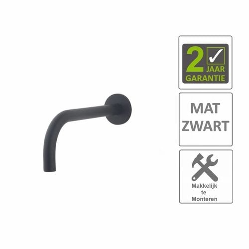 AQS Wastafelkraan Fit Rond 18mm Uitloop 20cm Mat Zwart 