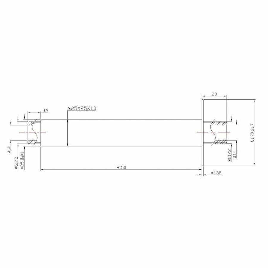 AQS Douche-Arm Luxe Vierkant Plafondbevestiging 15 cm Mat Zwart