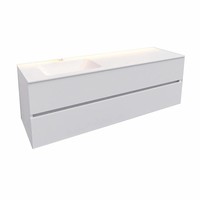 Badkamermeubel Solid Surface AQS Oslo 150x46 cm Links Mat Wit (zonder kraangaten)