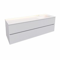 Badkamermeubel Solid Surface AQS Oslo 150x46 cm Rechts Mat Wit (zonder kraangaten)