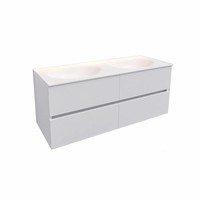 Badkamermeubel Solid Surface AQS Stockholm 120x46 cm Dubbel Mat Wit 4 Laden (zonder kraangaten)