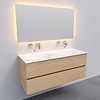 Badkamermeubel Solid Surface AQS Stockholm 120x46 cm Dubbel Wood Washed Oak (0 kraangaten)