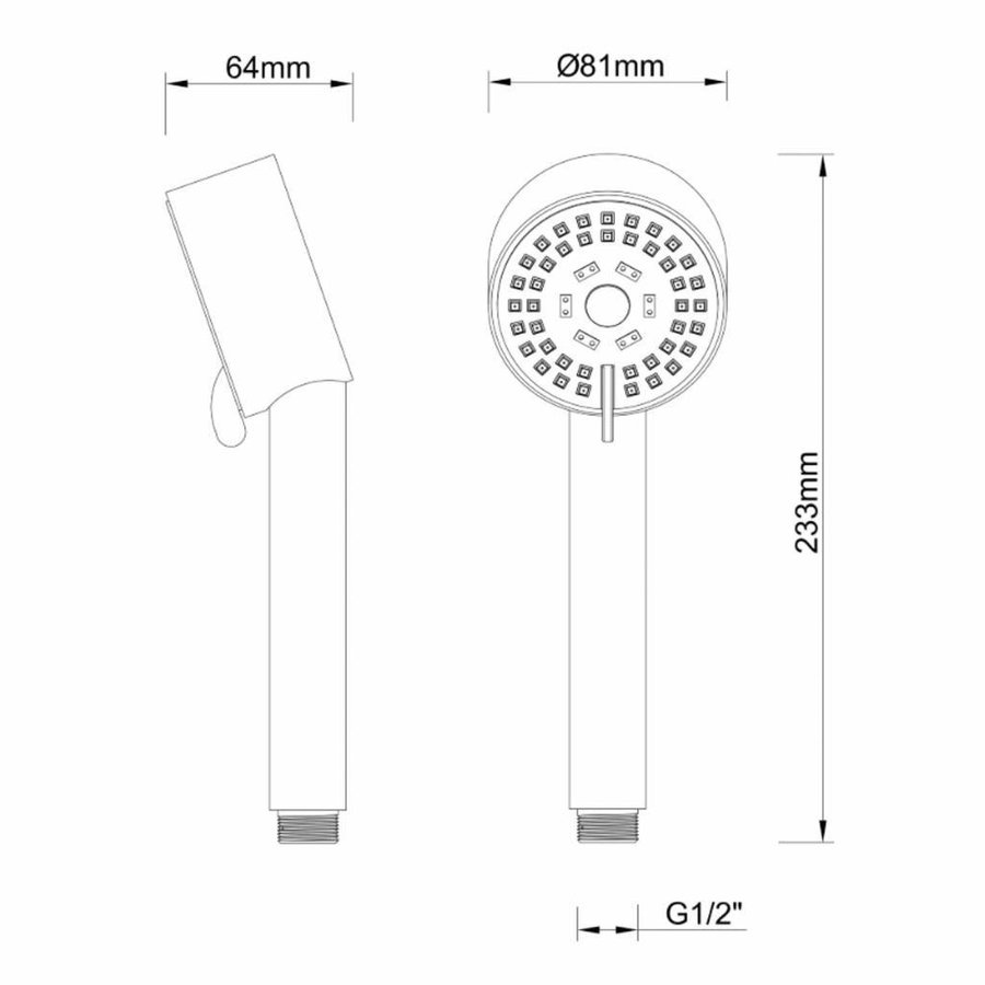 AQS Handdouche Codos Verstelbaar 23.3x8.1 cm Mat Zwart