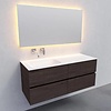 Badkamermeubel Solid Surface AQS Oslo 120x46 cm Links Wood Dark Brown 4 Laden (0 kraangaten)