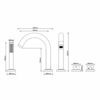 AQS Badrandkraan Cemal 4-gats Thermostatisch Afbouwset Mat Zwart