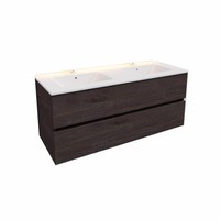 Badkamermeubel AQS Helsinki 120x46cm Keramiek Dubbel Wood Dark Brown 2 Laden (2 kraangaten)