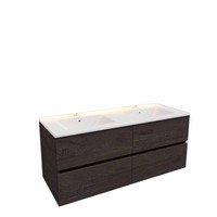 Badkamermeubel AQS Helsinki 120x46cm Keramiek Dubbel Wood Dark Brown 4 Laden (2 kraangaten)