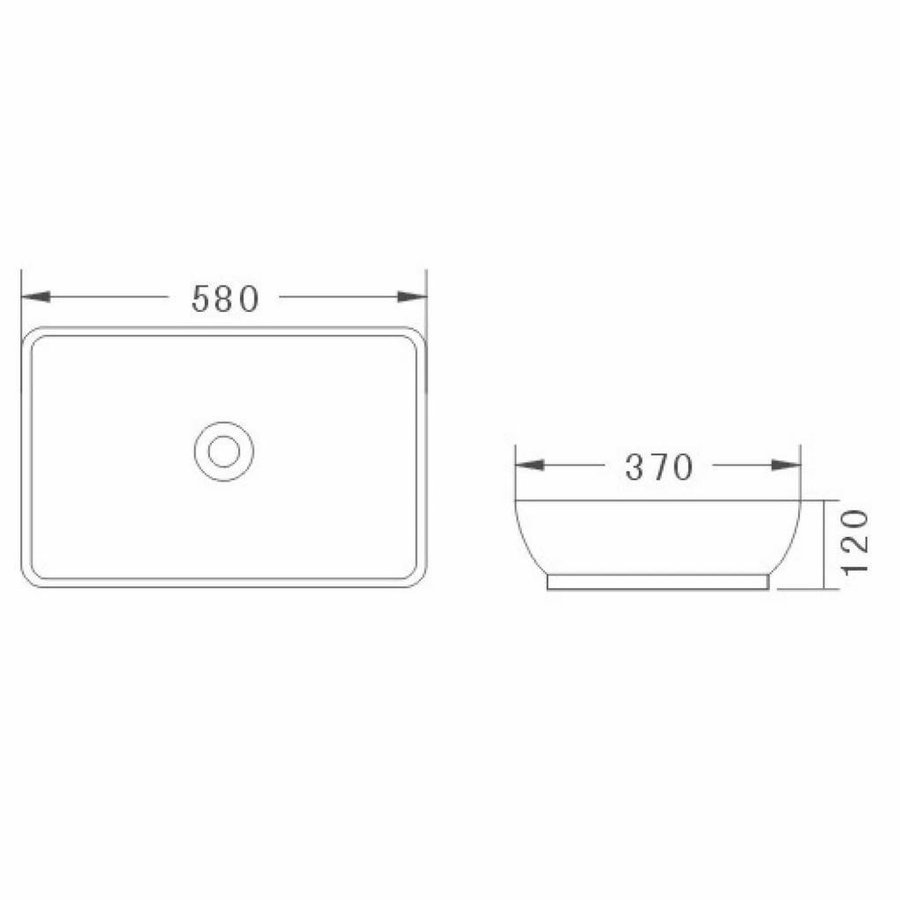 AQS Opzetwastafel Pare 58x37x12 cm Mat Zwart