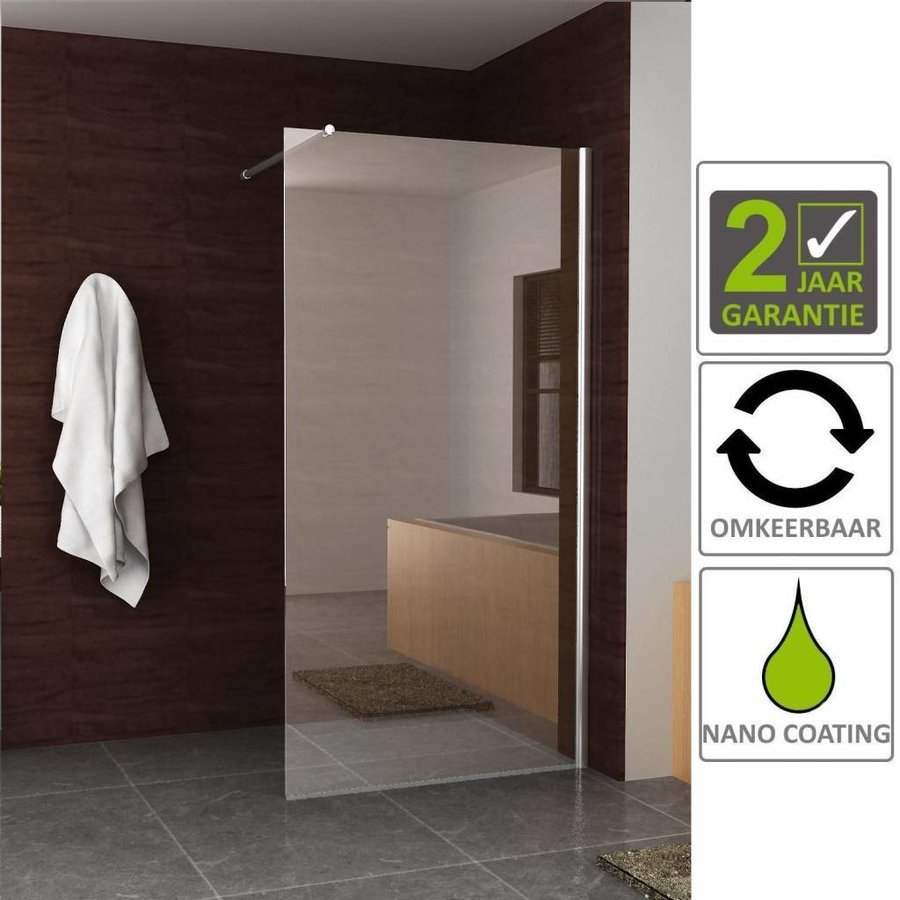 AQS Eco Inloopdouche Met Muurprofiel 110x200cm 8mm NANO Coating