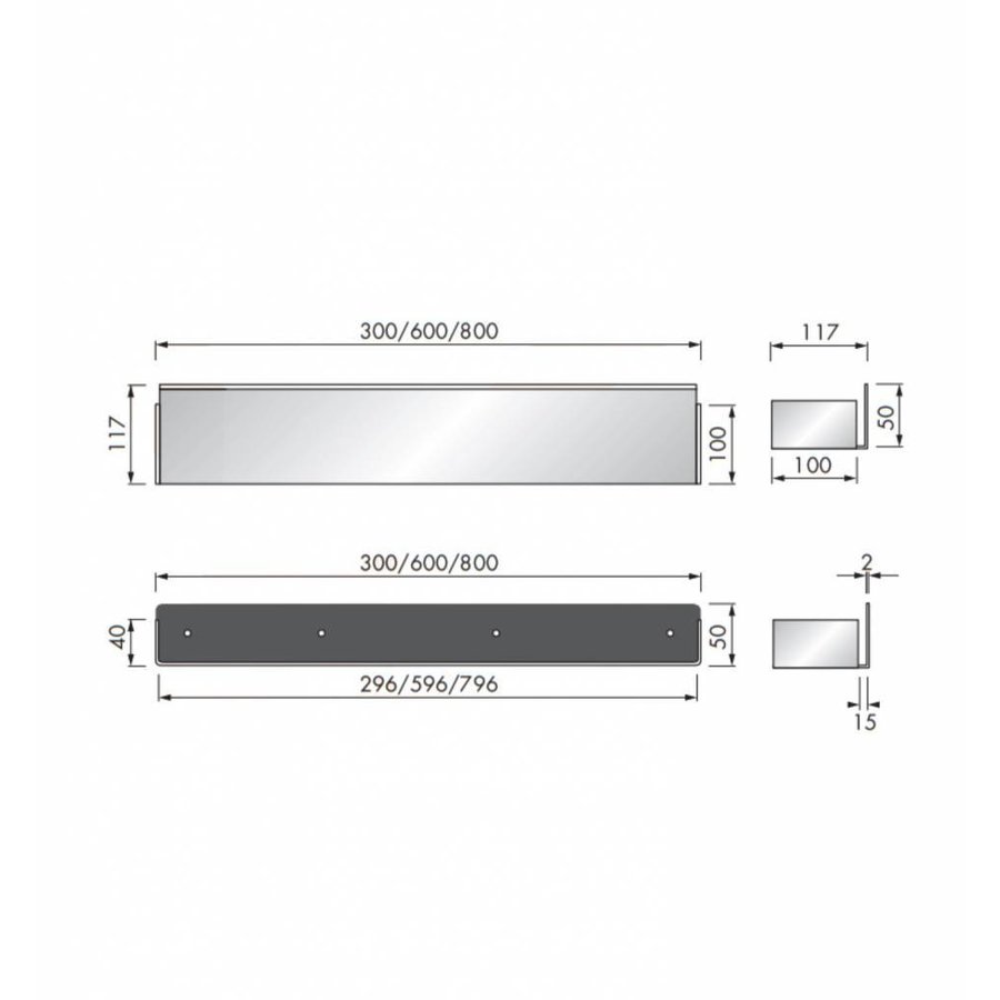 Planchet Inbouw LoooX CShelf 30x10cm Gecoat Staal Antraciet