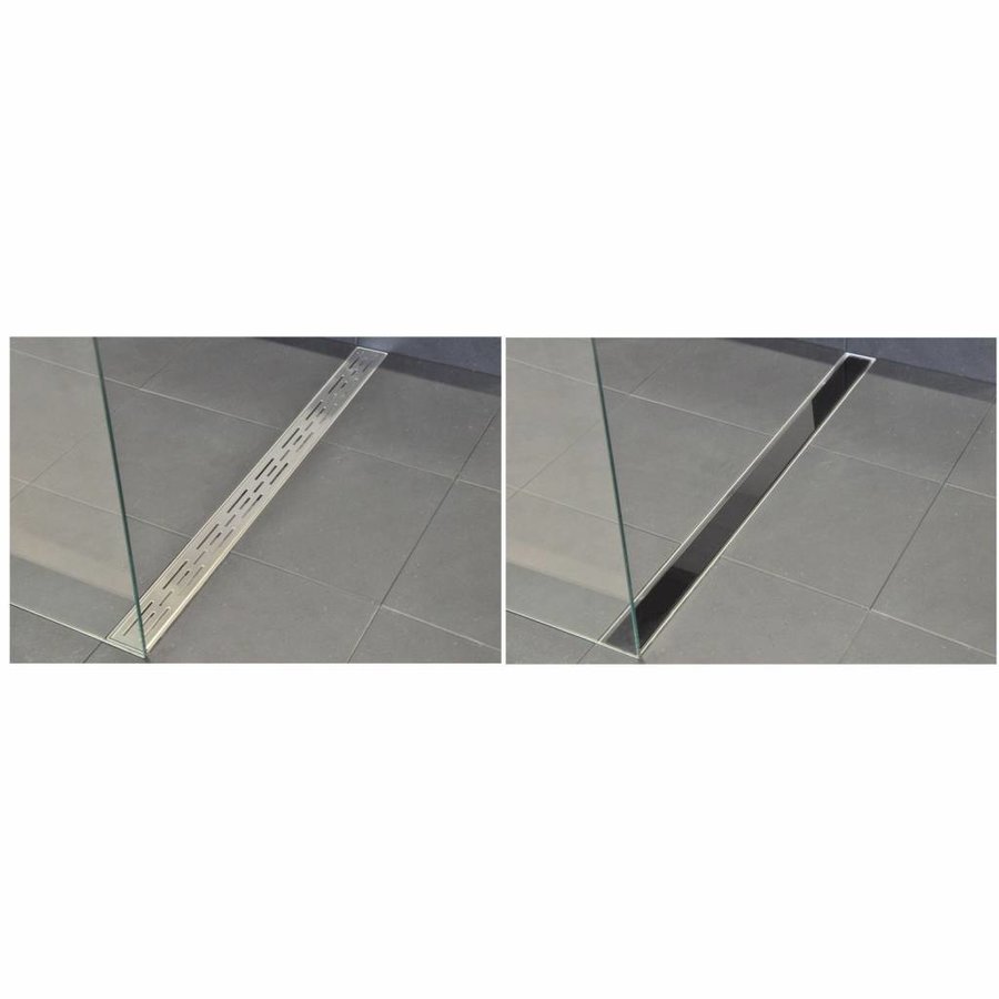 AQS Glasrooster Tbv RVS Douchegoot 70x7 cm Zwart