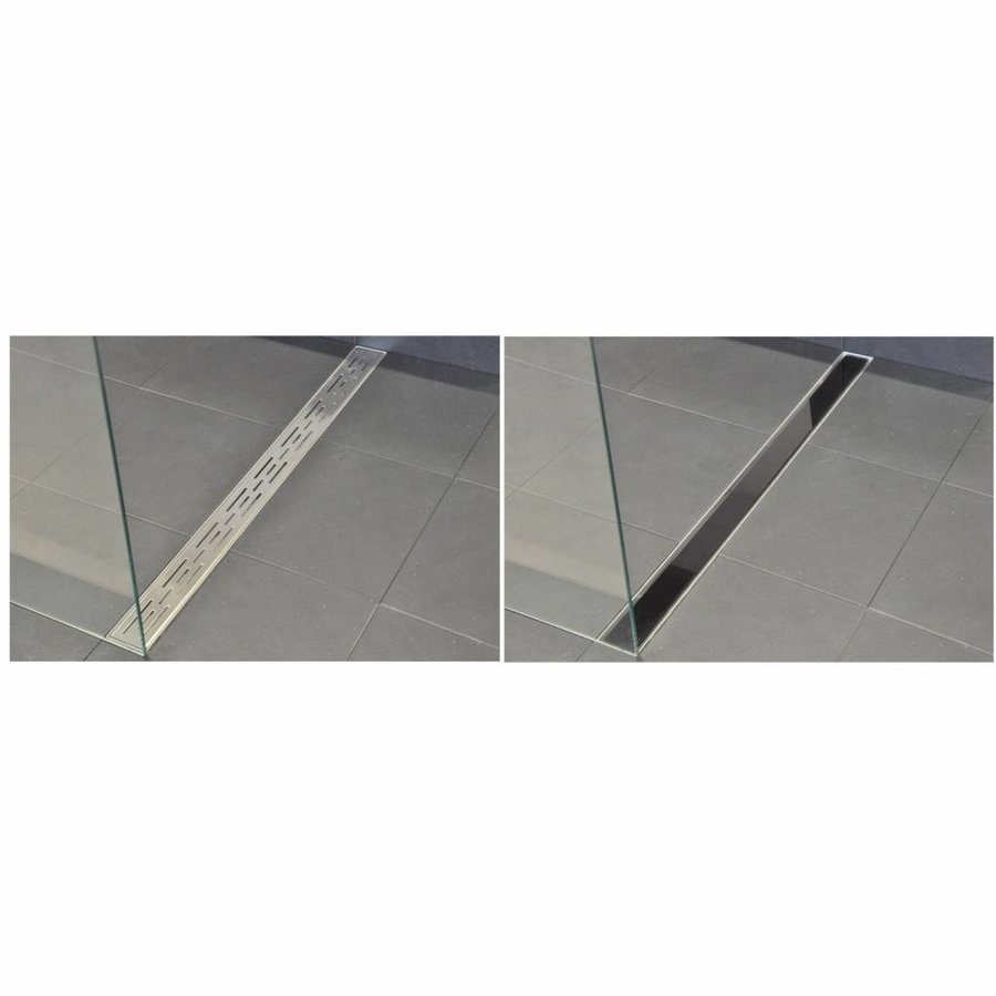 AQS Glasrooster Tbv RVS Douchegoot 100x7 cm Zwart