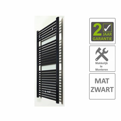 AQS Sierradiator Elvira 60x118 cm Middenonder Aansluiting Mat Zwart 