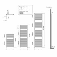 AQS Sierradiator Elvira 60x181 cm Middenonder Aansluiting Mat Zwart