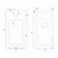 Fonteinset Differnz Helios Links 37.5x18.5x9.5 cm Keramiek Wit (inclusief kraan sifon en afvoer)