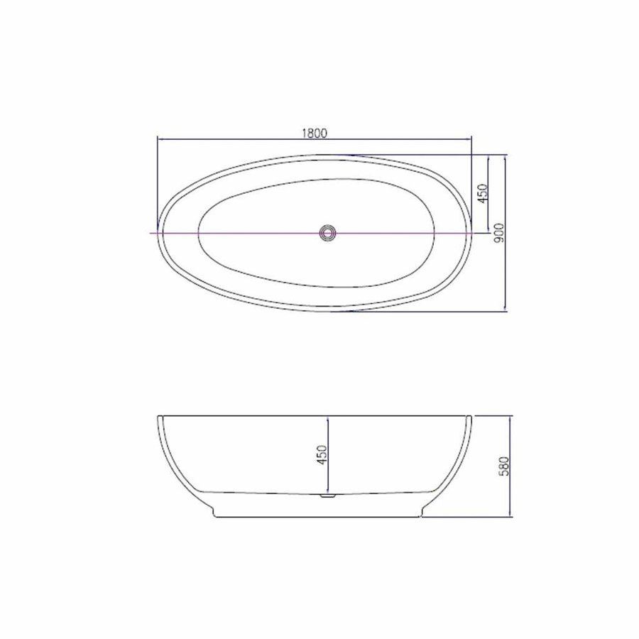 Vrijstaand Bad Best Design Bomber Acryl 180x90x58cm Mat Wit