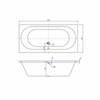 Ligbad Luca Sanitair Primo Inbouw Acryl 190x90x49cm Wit Inclusief Stelpoten