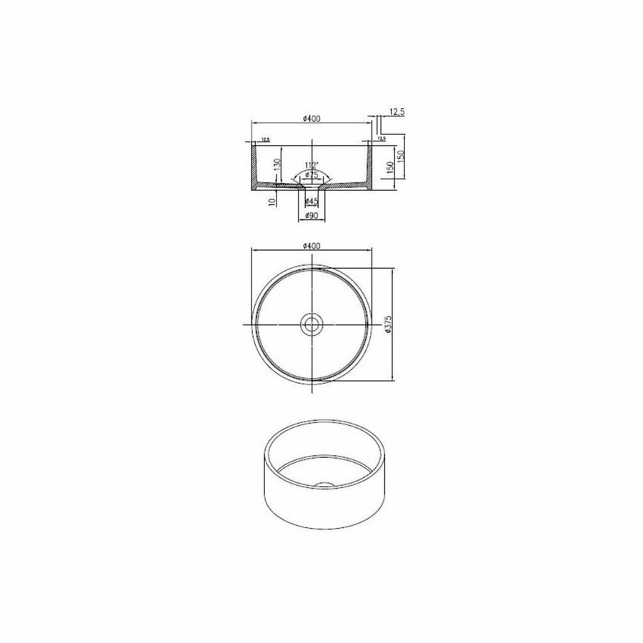 Opbouw Waskom Best Design Just Solid Surface Knock 40 cm Mat Wit