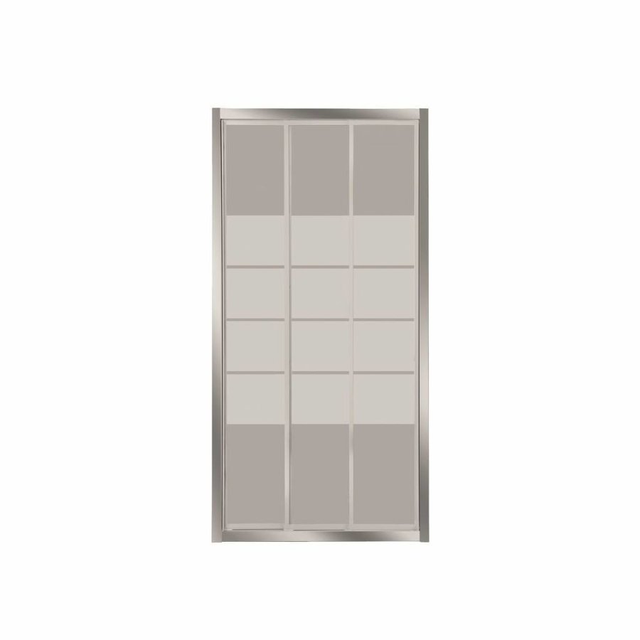 Nisdeur VM Go Avis 120x185cm Schuifdeur 4mm Veiligheidsglas Met Stroken Chroom