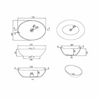 Waskom Luca Sanitair Ovaal 57x40x14cm Solid Surface 8mm Dik Mat Wit