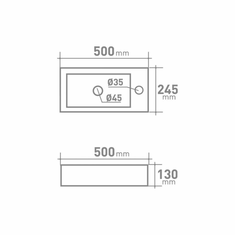 Fontein VM Go Recto Rechthoek 24x50x12cm Porselein Glans Wit