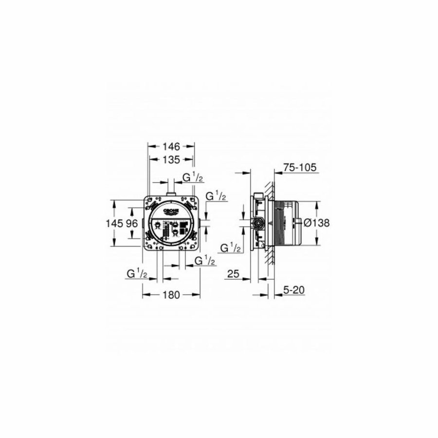 Inbouwbox GROHE Rapido Smartbox 35600000 1/2 Universeel