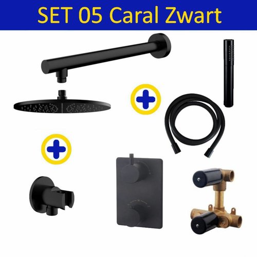 Inbouw Regendouche Set 05 Caral Mat Zwart 