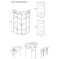 Douchecabine Kwartronde 90X90X200 Cm 8 Mm Anti Kalk Nano Glas
