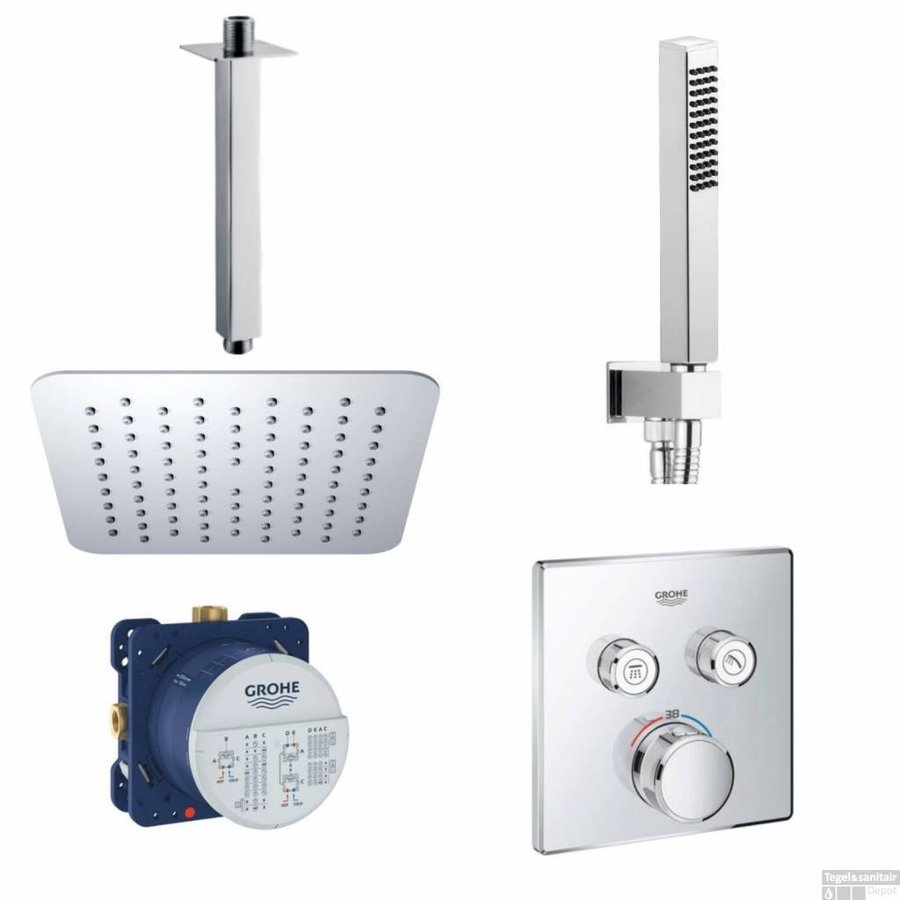 Grohe SmartControl Inbouw Doucheset Vierkant Met Hoofddouche 20cm Plaf