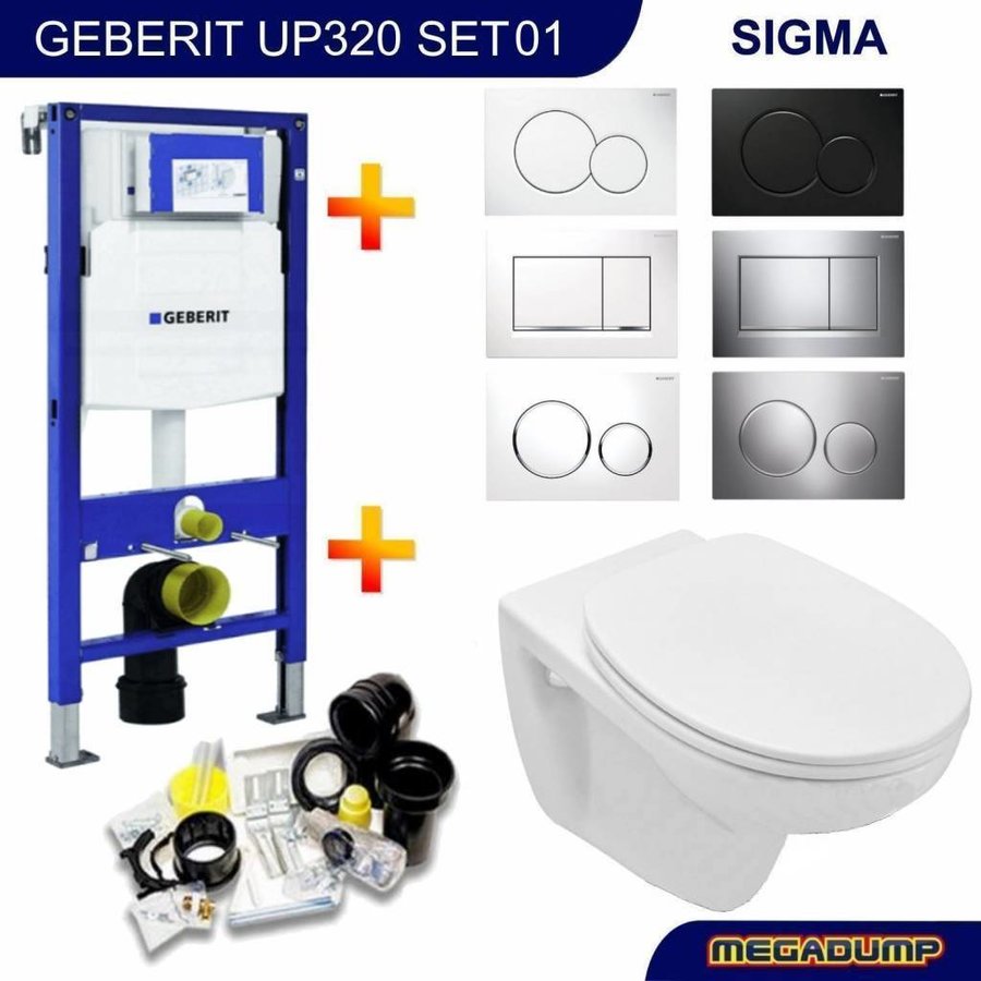 UP320 Toiletset 01 Basic Wandcloset Softclose Met Sigma Drukplaat